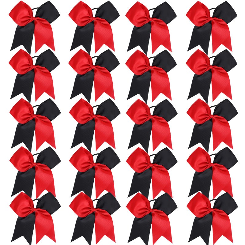 Hipcheer 20pcs 8 Large Red and Black Cheer Bows for Girls Handmade Grosgrain Ribbon Hair Accessories for Teen Girls Softball Cheerleader Sports RedBlack Pack of 20